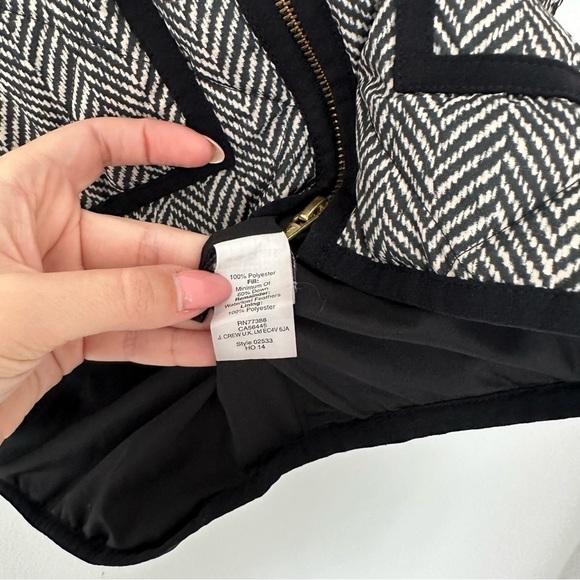 J Crew Quilted Herringbone Full Zip Vest Down Filled Black White Size XXS Women - Picture 7 of 11